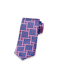 Geometric Italian Printed Silk Tie - Blue Multi