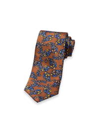 Paisley Italian Printed Silk Tie - Brown Multi