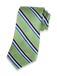 Stripe Woven Silk Tie - Green/blue