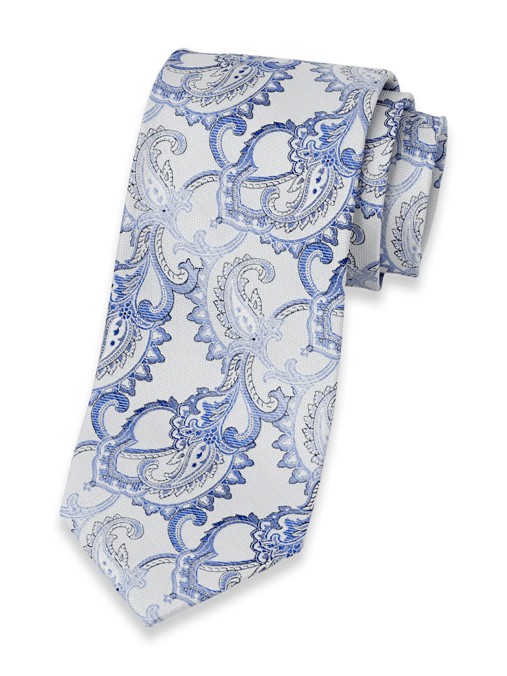 Product Image of Paisley Woven Silk Tie-White/Blue