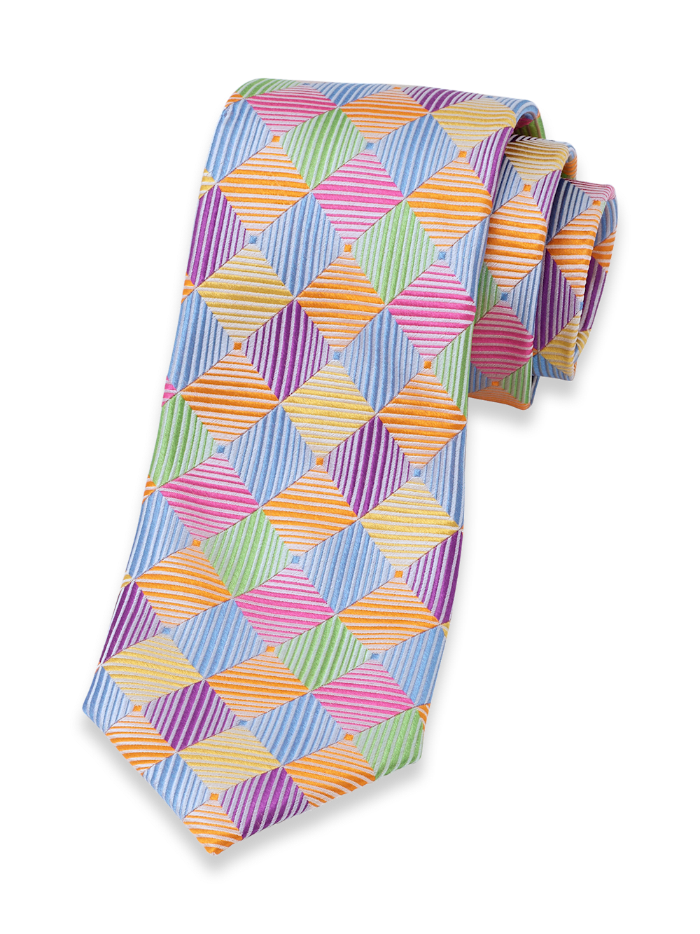 Product Image of Geometric Woven Silk Tie-Multi