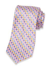 Geometric Woven Silk Tie - Purple Multi