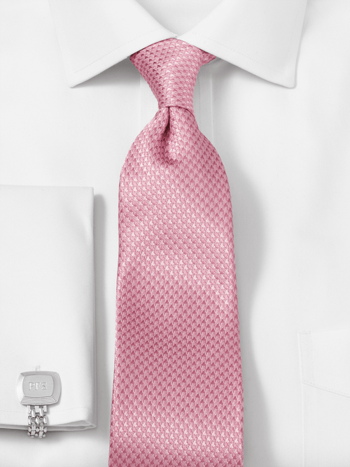 Silk Tie - Pale pink woven silk - Notch SOLID PALE PINK Class & Style NWOT Giorgio Armani Silk Woven Necktie - (Solid Pink) main image 1