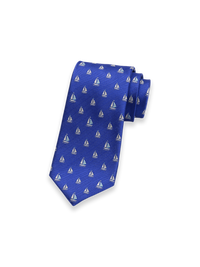 Sailboat Woven Silk Tie - Blue