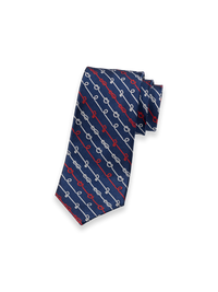 Nautical Woven Silk Tie - Navy/red