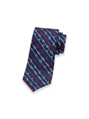 Nautical Woven Silk Tie - Navy/red
