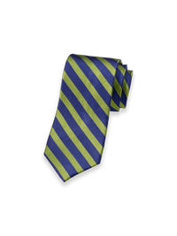 Stripe Woven Silk Tie - Green/navy