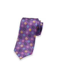 Geometric Woven Silk Tie - Purple Multi