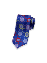 Circles Woven Silk Tie - Blue Multi