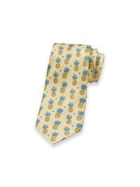 Pineapple Printed Silk Tie - Yellow Multi