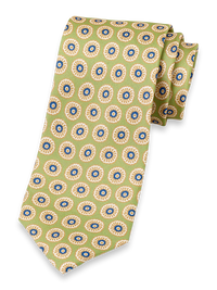 Medallion Woven Silk Tie - Green Multi