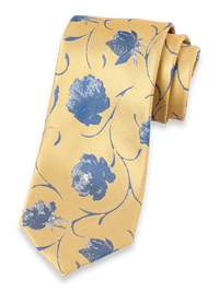 Floral Woven Silk Tie - Yellow/blue
