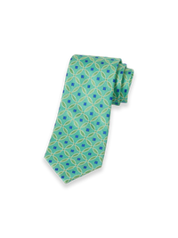 Geometric Woven Silk Tie - Green/blue