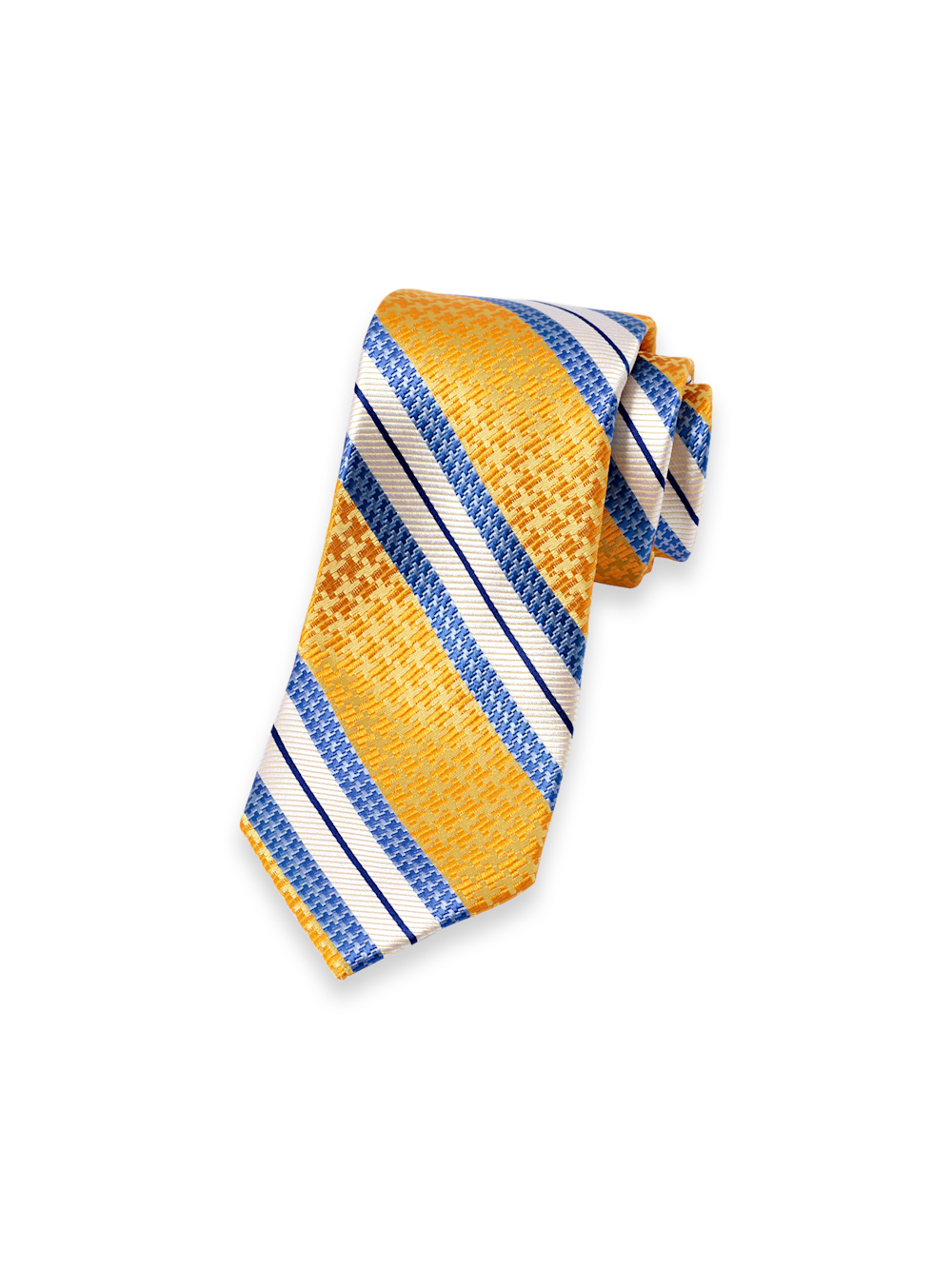 Product Image of Stripe Woven Silk Tie-Yellow/Blue