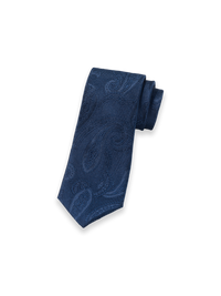 Paisley Woven Silk Tie - Navy