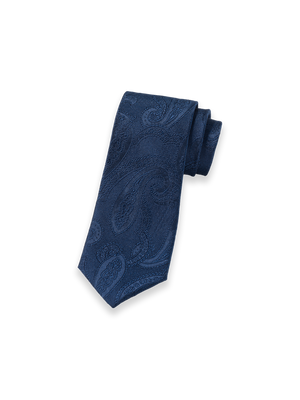 Paisley Woven Silk Tie - Navy