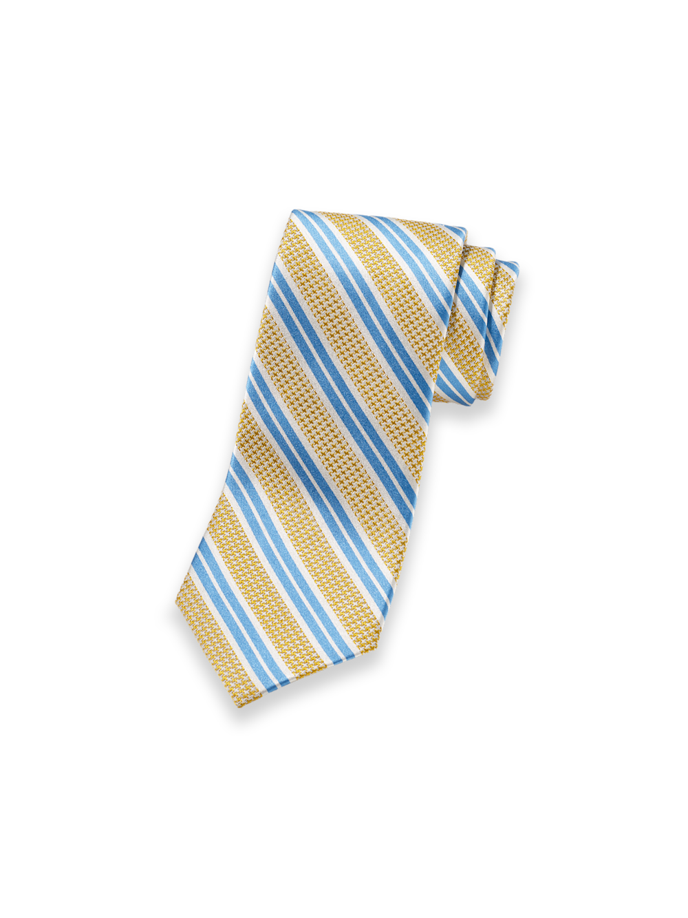 Product Image of Stripe Woven Silk Tie-Yellow/Blue