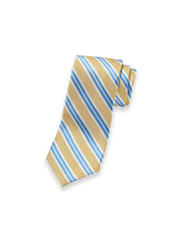 Stripe Woven Silk Tie - Yellow/blue