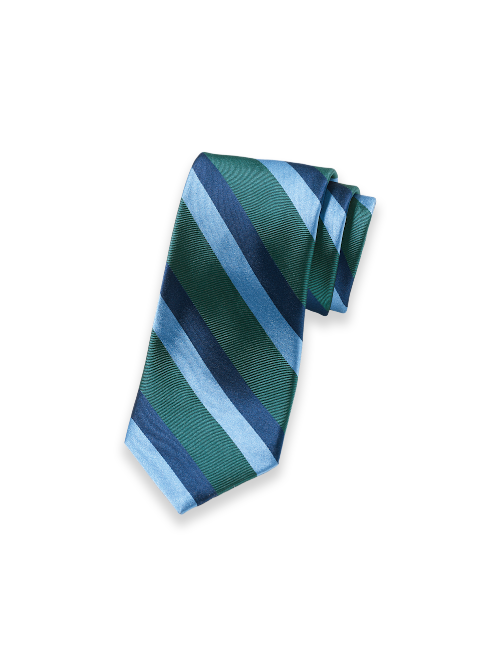 Product Image of Stripe Woven Silk Tie-Teal/Blue