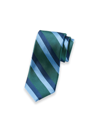 Stripe Woven Silk Tie - Teal/blue