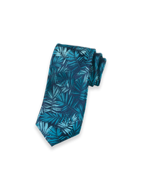 Botanical Woven Silk Tie - Teal