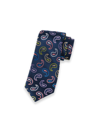 Paisley Woven Silk Tie - Navy Multi