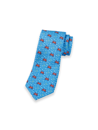 Crab Motif Woven Silk Tie - Blue Multi