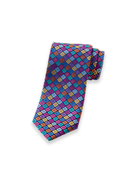 Geometric Woven Silk Tie - Navy Multi