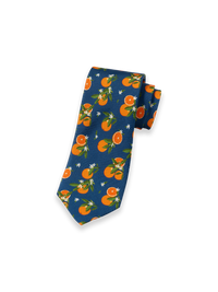 Oranges Woven Silk Tie - Navy/orange