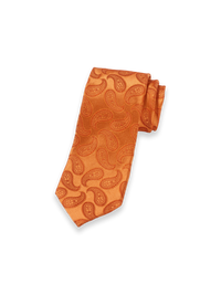 Paisley Woven Silk Tie - Orange
