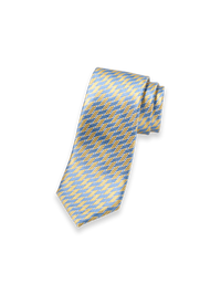 Basketweave Woven Silk Tie - Yellow/blue