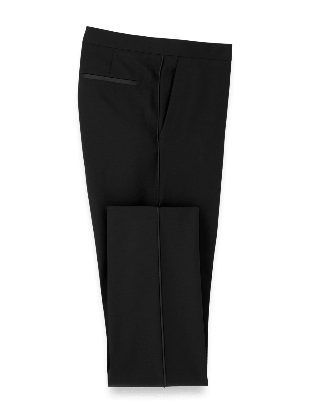Product Image of Wool Stretch Tuxedo Pants-Black#model_flat front
