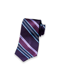 Stripe Woven Silk Tie - Purple/blue