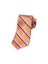 Stripe Woven Silk Tie - Orange Multi