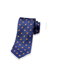 Medallion Woven Silk Tie - Blue/orange