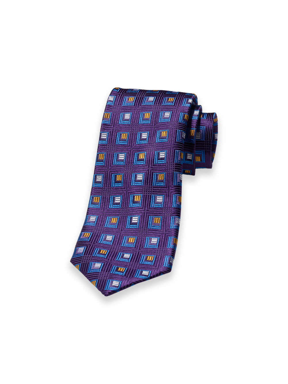 Product Image of Geometric Woven Silk Tie-Purple Multi