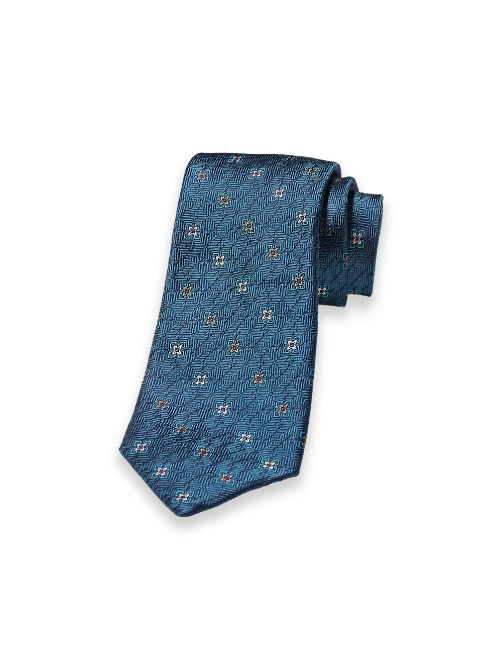 Product Image of Medallion Woven Silk Tie-Teal