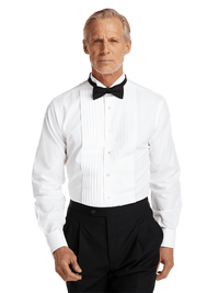 Non-Iron Cotton Tuxedo Shirt - White