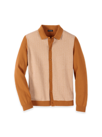 Cotton Button Front Polo - Cognac