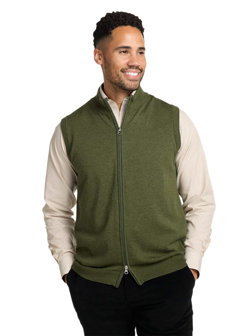 Alternate Image of Cotton Full Zip Mock Neck Vest-1