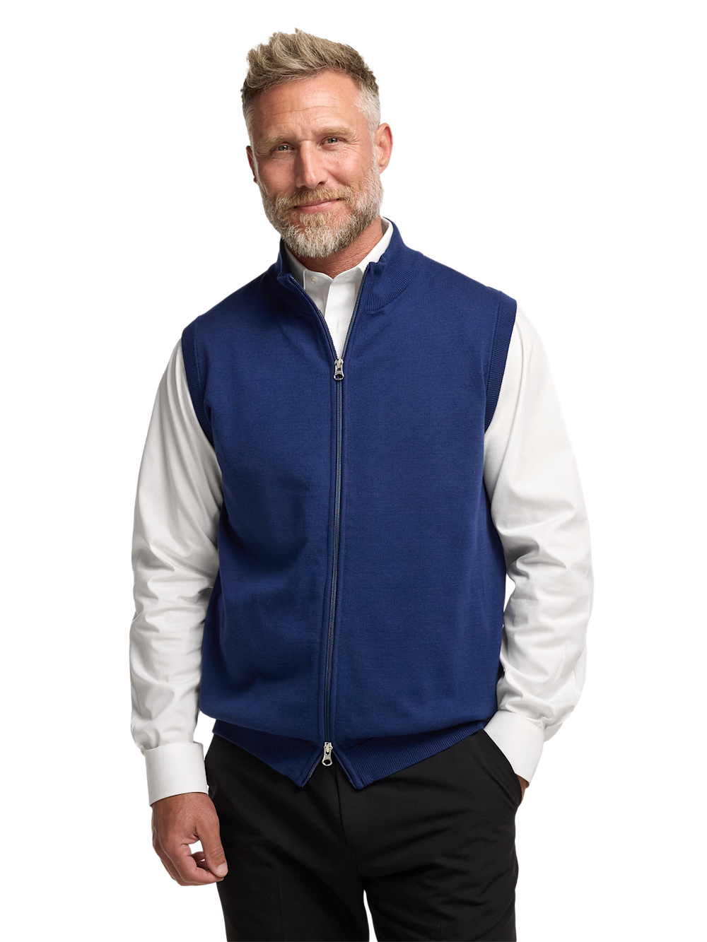 Alternate Image of Cotton Full Zip Mock Neck Vest-1