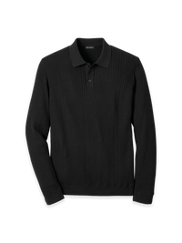 Cotton Three Button Polo - Black