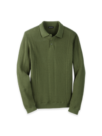 Cotton Three Button Polo - Olive