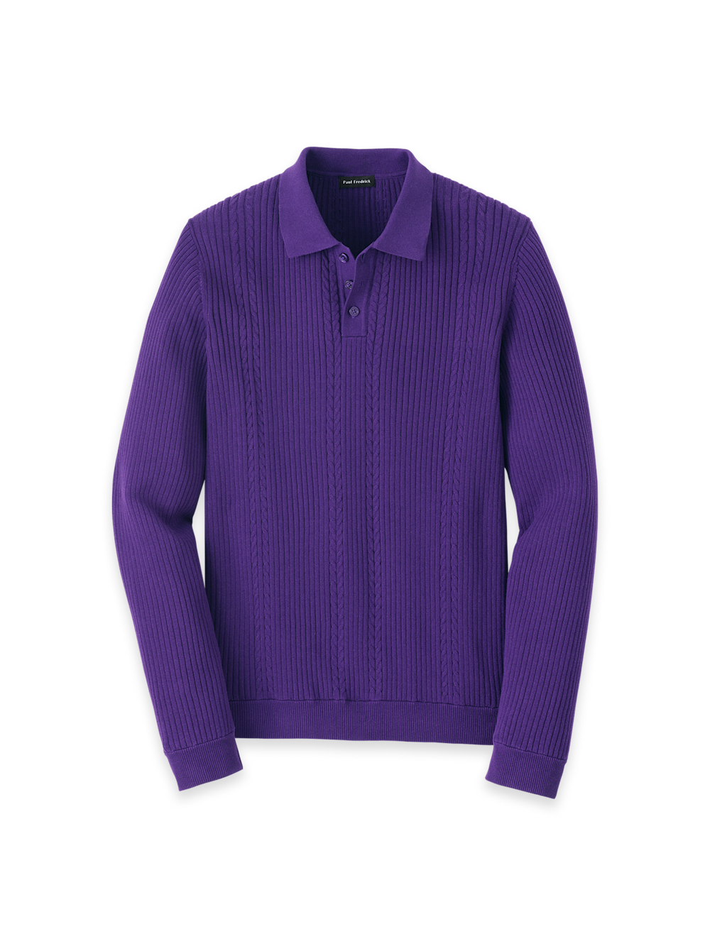 Product Image of Cotton Three Button Polo-Purple