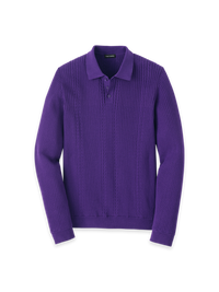 Cotton Three Button Polo - Purple