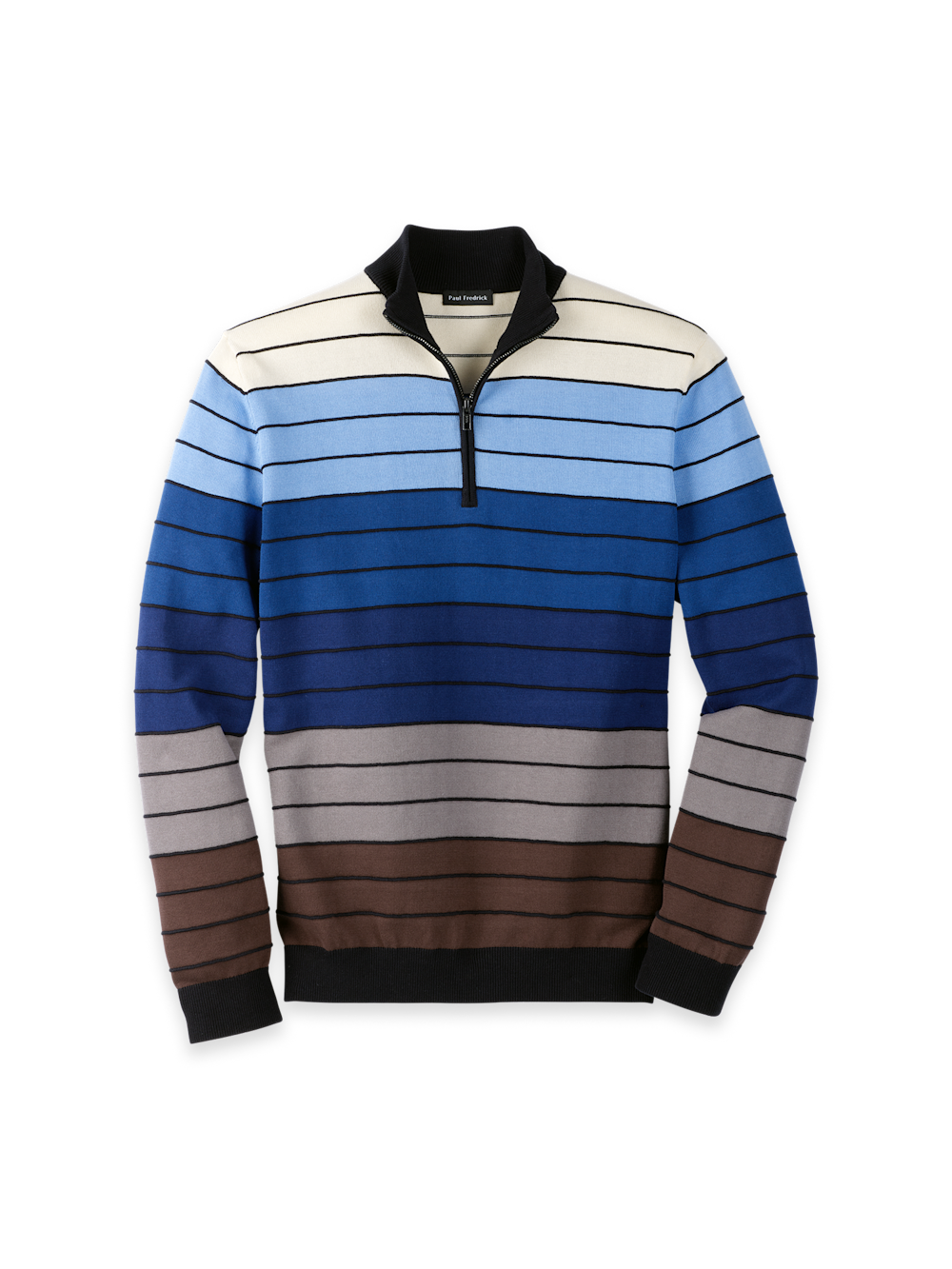 Product Image of Cotton Quarter Zip Mock Neck Sweater-Multi