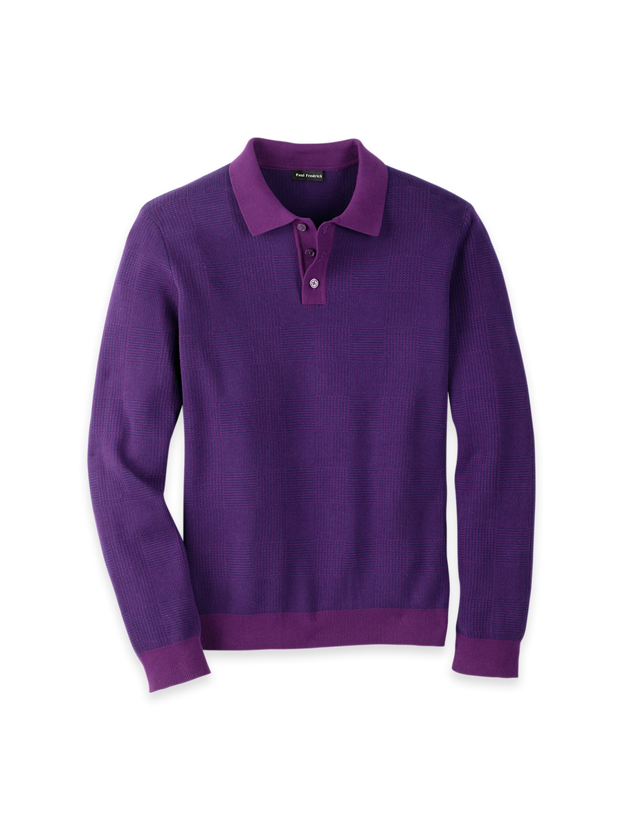 Cotton Three Button Polo - Purple – Paul Fredrick