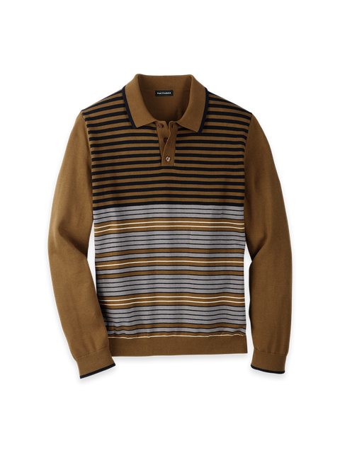 Cotton Three Button Polo - Brown – Paul Fredrick