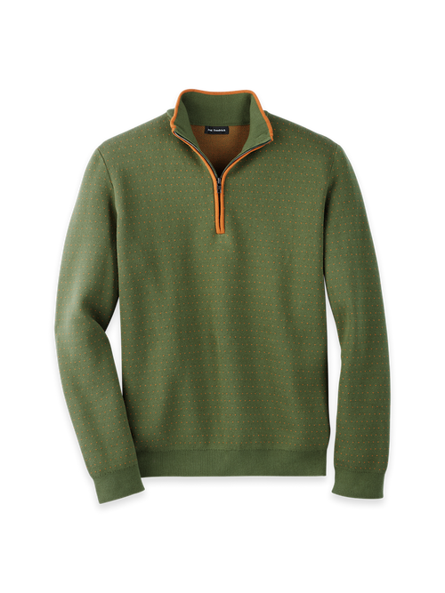 Cotton Quarter Zip Mock Neck Sweater - Olive – Paul Fredrick
