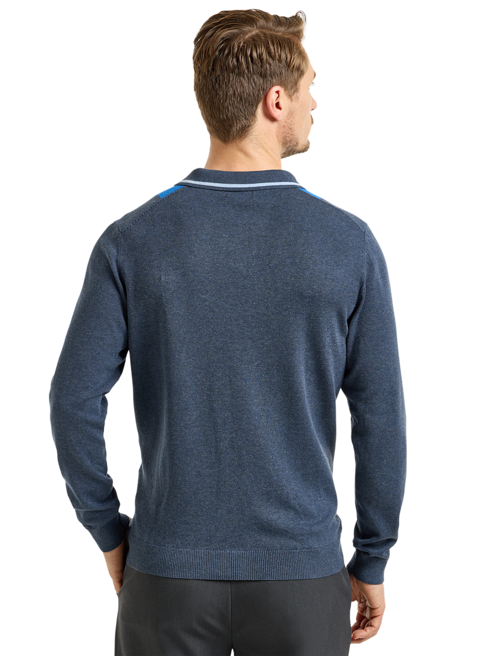 Alternate Shot of Men's Navy Check Knitwear  - 3